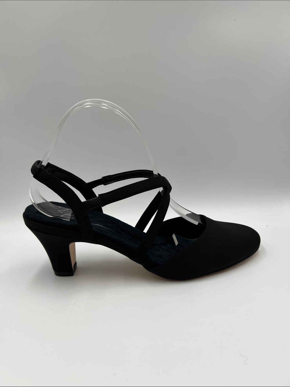 Ros Hommerson Caliente strappy pumps shoe heel criss cross fabric 10.5 NARROW